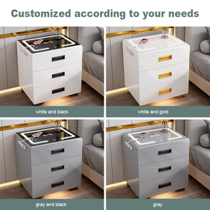 שולחן לילה לבן ליד המיטה עם מתקן טעינה סודי סודי נסתר תחנת טעינה - Product Image 4