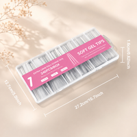Faux ongles transparents en gelée, forme cercueil, 240 pièces, couvrance totale, à presser, sans couture, à retirer par trempage, pour techniciennes professionnelles et salons.