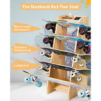 Support en bois pour planche à roulettes, support de rangement à cinq couches pour planche à roulettes, planche à roulettes Standard