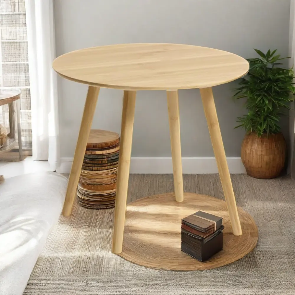 Meja Sofa bambu bulat kecil gaya Modern, Meja samping kopi atau teh untuk ruang tamu untuk penggunaan di rumah