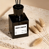 Bouteille en verre carrée de 200 ml pour aromathérapie, vide avec couvercle, décoration d'intérieur et emballage pour diffuseur à bâtonnets