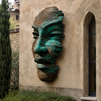 Sculpture murale artisanale en bronze, œuvre d'art métallique abstraite, finition patine antique, installation artistique décorative d'intérieur