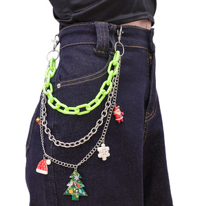 Cadena de cintura multicapa estilo hip hop Yueli, colgante navideño de aleación de zinc, cadena corporal unisex de moda. - Product Image 1