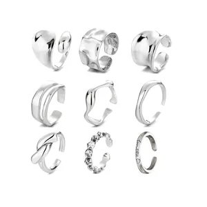 Dropshipping Qings 2021 Luxury Irregular Mouth Open Adjustable trending Silver Jewelry Popular Rings