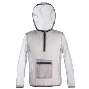Outdoor Ultralight Mesh Hooded Bug Jacket Anti-mosquito See Through Protective Mesh Shirt Insect Shield for Camping Hiking Fishi