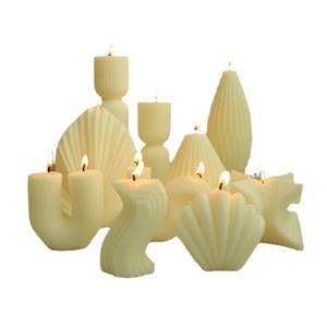 Múltiples velas <span class=keywords><strong>de</strong></span> aromaterapia <span class=keywords><strong>de</strong></span> Arte <span class=keywords><strong>de</strong></span> estilo nórdico hechas a mano líneas blancas vela creativa geométrica - Product Image 1
