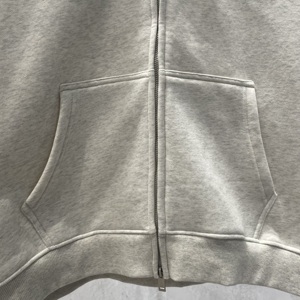 Vente en gros de sweats à capuche zippés 345 g/m² avec logo personnalisé, coupe oversize, broderie en relief, doublure polaire, 100 % coton, hiver, épaules tombantes - Product Image 5