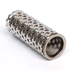 304 316 Stainless Steel Wire Mesh Filters Cylinder Perforated Round Hole Filter Tube Mesh Filter