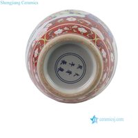 RZFA55-A Porcelaine peinte à la main de la période Kangxi, Famille Rose, motif figuratif sur fond rouge, double anse, céramique écologique faite à la main