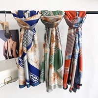 Nouvelles écharpes et châles en polyester à motif floral fantaisie, imprimé géométrique floral, effet soie, pour femmes