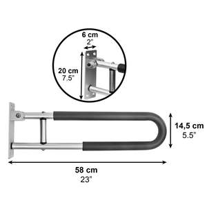Padded Folding Toilet <b>Grab</b> <b>Bar</b> 58 cm (x1 unit), PEPE P30027 WC Support <b>Bar</b> - Product Image 4