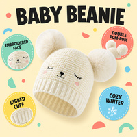 Bonnet d'hiver en crochet pour enfants - Bonnet tricoté à pompon pour bébé, chaud et réglable, idéal pour les voyages
