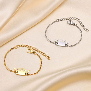 Pulseras y Brazaletes de Moda de Acero Inoxidable 316L que No se Deslustran, Chapados en Oro PVD de 14k y 18k, Joyería de Corona para Bebés Niñas - Product Image 2
