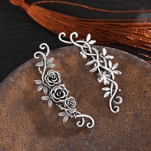 E3582 Pendientes de plata antigua con forma de flor para mujer, joyería vintage de aleación, chapado en plata tibetana - Product Image 5