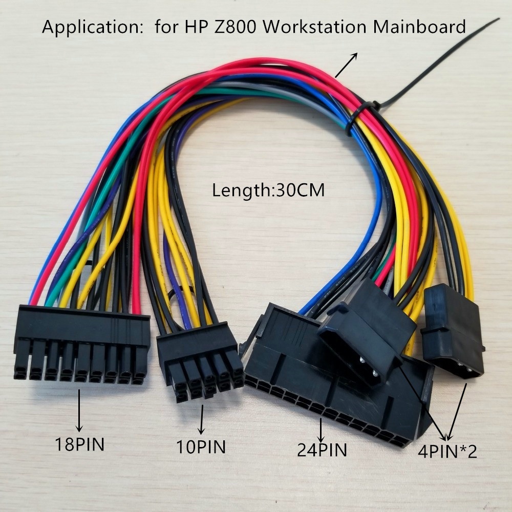 ATX PSU 24 Pin a 18 Pin + 10 Pin + IDE 4Pin convertir adaptador de Cable para HP Z800 estación de trabajo placa base 30cm