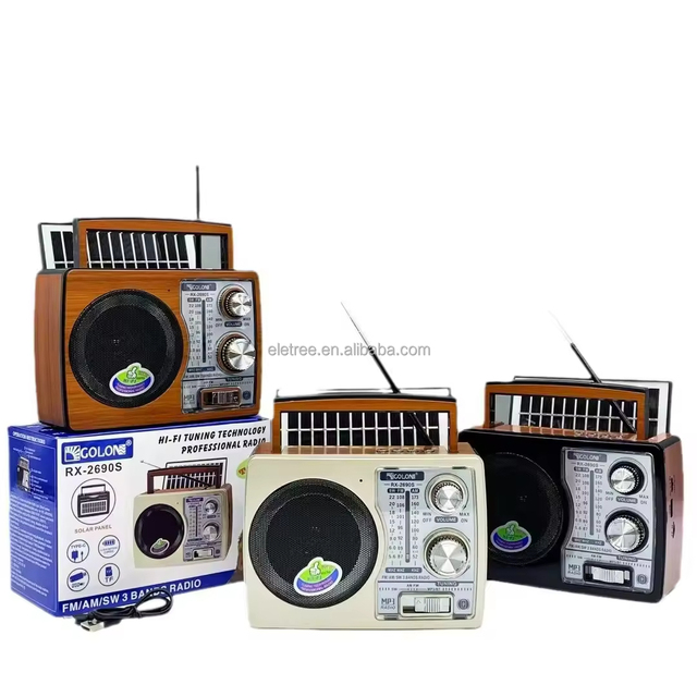 Eletree RX-2690S Retro Portable Solar Wireless BT Speaker FM DC Charging Radio