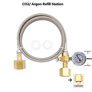 Estación de Recarga de Cilindros de CO2 Sodastream, Adaptador de Carga para Herramientas Neumáticas con Manguera de Acero Trenzado de 1.5m y Manómetro de 250 bar - Product Image 3