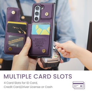 Sang Trọng Lật Từ Chủ Thẻ Tín Dụng PU Da Điện Thoại Trường Hợp Đối Với Samsung Galaxy Z Gấp 7 6 5 Cover Quay Lại - Product Image 2