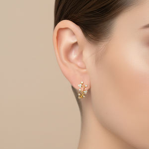 Nouveauté, boucles d'oreilles clous pour femmes en or jaune massif 18 carats, design vintage élégant, diamant naturel véritable, pour les cadeaux de mariage et d'anniversaire - Product Image 5