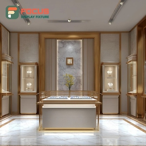 Modern High End Jewelry Store Fixtures Wood <b>Frame</b> Commercial Store Glass Showcase - Product Image 1