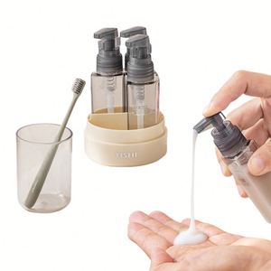 4 in 1 Cosmetics <b>Storage</b> ABS Travel Size Toiletry Bottles Refillable Leak Proof Cosmetic Dispenser Set for Vacation <b>Camping</b> - Product Image 4
