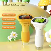 Kids Cute Handle Microscope 1000x Portable HD 2Inches Screen Handheld Digital Magnifier With Led Lights