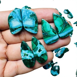 FAIJAN GEMS Cabochon de Chrysocolle et Malachite Naturels Polis, Pierres Précieuses en Cristal Certifiées par un Certificat Tierce Partie, Rajasthan - Product Image 1