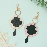 Porte-clés en cuir PU vibrant en forme de feuille de lotus, pendentif créatif et mignon pour sac à main, idéal comme cadeau pour femme et accessoire de sac