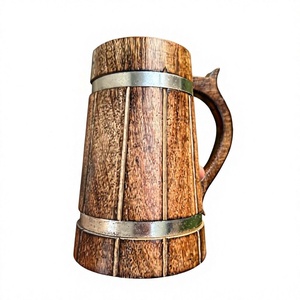 Jarras de Cerveza de Madera de Lujo Hechas a Mano y Personalizadas con Diseño Grabado, Tapa Hermética, para Fiestas, con Caja de Regalo - Product Image 1