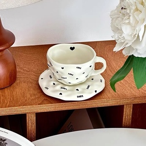 Ensemble tasse à café et soucoupe en céramique vintage 240 ml, tasse à lait, tasse à eau pour les fêtes - Product Image 3