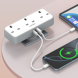 Per LDNIO SK3398 2500W ciabatta <span class=keywords><strong>in</strong></span> plastica 180 gradi girevole USB presa a muro di prolunga di ricarica rapida presa a muro per uso nel Regno Unito - Product Image 3