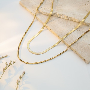 Layered <b>Titanium</b> Steel Necklace 18k Gold Plated Women's Fashion Jewelry Multi Strand <b>Chain</b> Necklaces for Daily Wear - Product Image 2