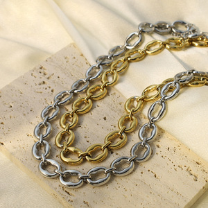 Stainless Steel Geometric Chain Necklace 18K Gold Silver Spliced Fashion Jewelry Daily Party Wear - Product Image 1