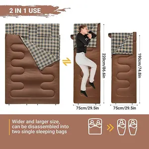 Высококачественный Зимний Легкий водонепроницаемый двойной спальный мешок для кемпинга-20 с подушками