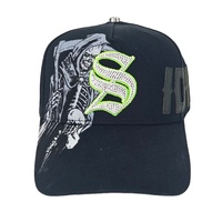 Gorra de Béisbol Termosensible que Cambia de Color con Apliques de Diamantes de Imitación y Estampado de Calavera de Grim Reaper, Gorra Hip Hop de 5 Paneles