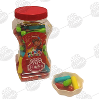 Goma de Mascar Halal Multicolor con Sabor a Frutas Ácidas, Caramelos Masticables Dulces, Gomitas para Niños, en Frasco, Marca Slinna