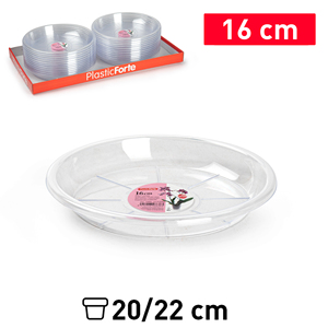 Sottovaso PlasticForte 16 cm in plastica trasparente, resistente e riutilizzabile per vasi da 20/22 cm, per la conservazione domestica - Product Image 1