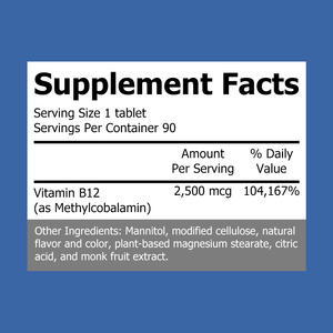 Comprimés de Vitamine B12 les plus vendus : favorisent des niveaux d'énergie sains, contribuent à maintenir la paix d'esprit, stimulent la vitalité et favorisent la santé cérébrale - Product Image 2
