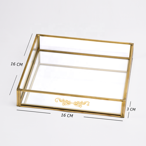Geometric Brass Glass Box Wedding Card Box Small Rose Gold Glass Jewelry Display Box