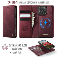 Funda tipo Cartera de cuero artificial de lujo CaseMe para 13 Pro Max RFID bloqueo carga inalámbrica 2 en 1 desmontable a prueba de golpes