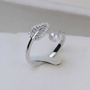 Accessoires DIY en argent S925 pour femme, bague ouverte en forme de feuille et de plume, perle ovale 6-9 mm 3 mm 2033 semi-finie, comprenant des anneaux de jonction vides - Product Image 2