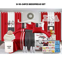 Rideau de douche à la mode américaine, ensemble de literie 24 pièces avec rideaux, ensembles de chambre à coucher souples, draps, ensemble de literie 24 pièces king size