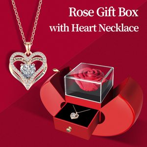 Nouvelle impression personnalisée fleurs préservées Rose en forme de coeur rouge bague de fiançailles boîte pour proposition promesse saint valentin - Product Image 3