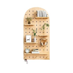 Solid Wood Pegboard Wall <b>Shelf</b> Irregular Shape 3 Layers Multipurpose Storage <b>Rack</b> For Living Room Wall Mounted Display - Product Image 5