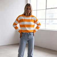 Pull en tricot ample à col rond et larges rayures pour femme, haut décontracté, personnalisable