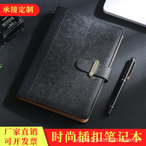 สมุดบันทึกธุรกิจ A5 แบบสั่งทำพิเศษ ปกหนังพร้อมหัวเข็มขัด ออแกไนเซอร์พกพาสำหรับการจดบันทึกการประชุมในสำนักงาน - Product Image 4