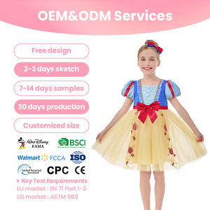 Robe en tulle jaune en stock, soldes de liquidation, imprimé pomme rouge, costume de qualité supérieure Blanche-Neige - Product Image 1