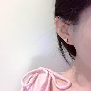 Ensemble collier, bracelet et boucles d'oreilles en acier titane, avec pendentif gourde rouge plaqué or 18 carats, chaîne de clavicule et chaîne de cheville, résistant au ternissement - Product Image 4