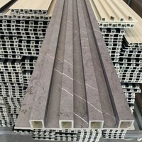 Panel de Pared de Listones WPC, Rejilla Acanalada, Resistente al Agua y a los Arañazos, Compuesto de Madera y Plástico para Decoración Comercial y de Oficinas