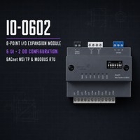 IO-0602 BACnet MSTP Modbus RTU RS485 6 entrées universelles 2 sorties numériques 24V AC DC 400-300K Ohms NTC 10K Thermistance CE UL FCC